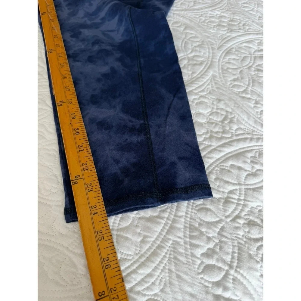 Tie Dye Leggings Blue 2X High Rise Crop with Side Pockets Capri Athletic Pants